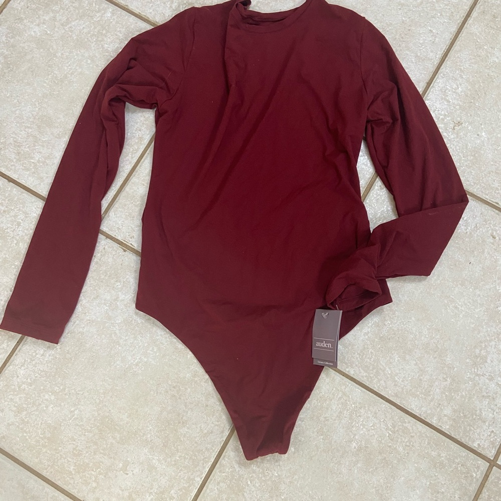 Auden Burgundy Long Sleeve Bodysuit
